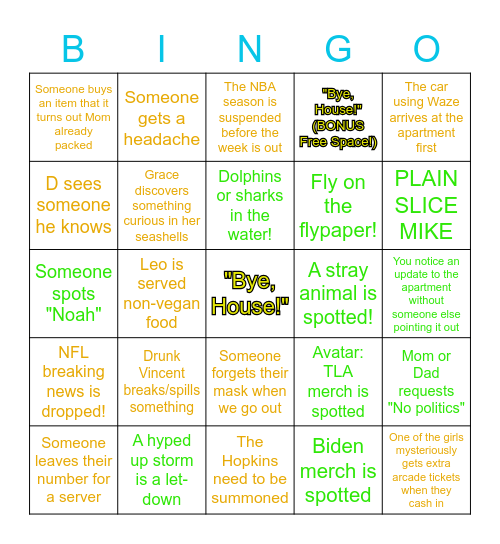 Ocean City 2020 BINGO! Bingo Card