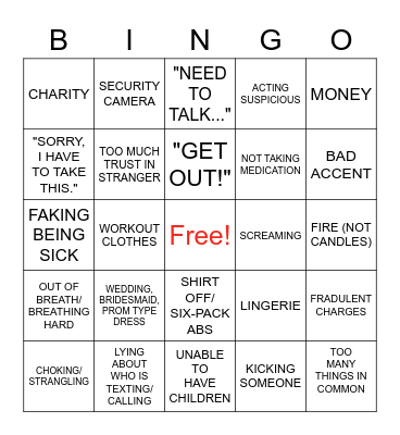 LIFETIME MOVIE BINGO Card