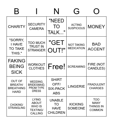 LIFETIME MOVIE BINGO Card