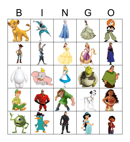 DISNEY HEROES Bingo Card