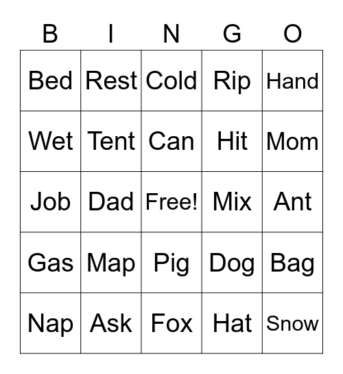 Leo's Bingo Card