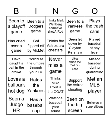 MLBingo Card