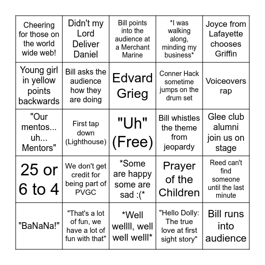 2018 First Nighter Bingo Card