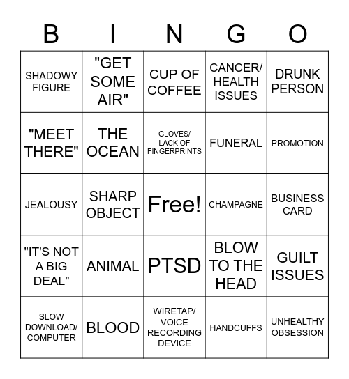 LIFETIME MOVIE BINGO Card