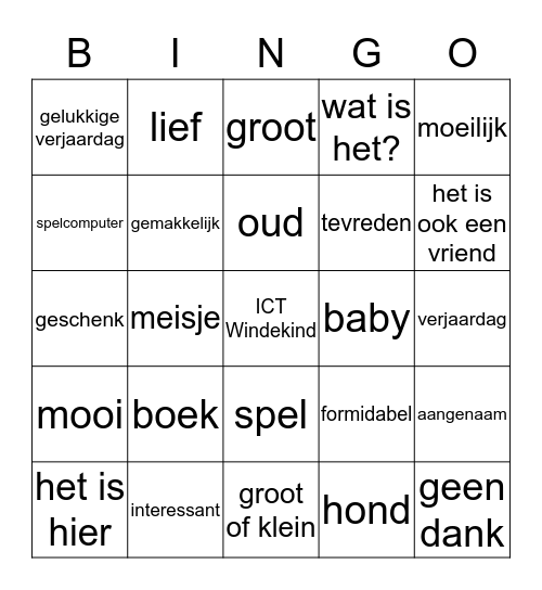 Unité 4-5: frans-nederlands Bingo Card