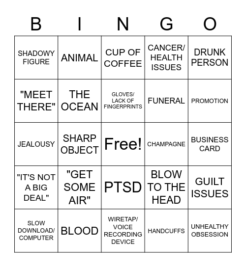 LIFETIME MOVIE BINGO Card