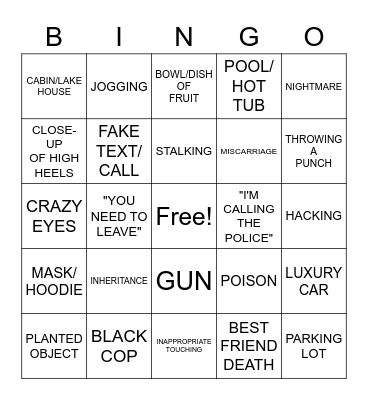 LIFETIME MOVIE BINGO Card