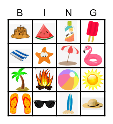 Summer Bingo Card