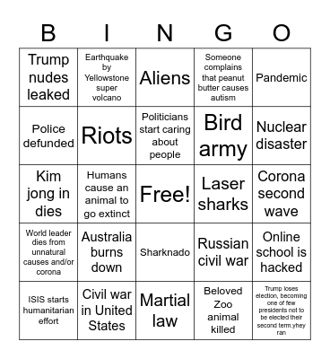 2020 Bingo Card