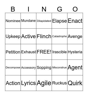Lesson 3 Bingo Card