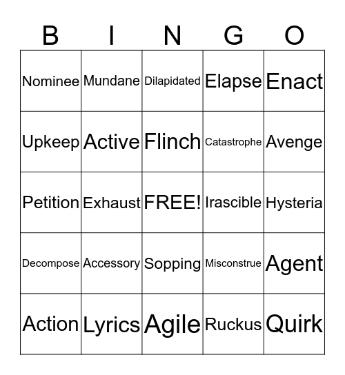 Lesson 3 Bingo Card