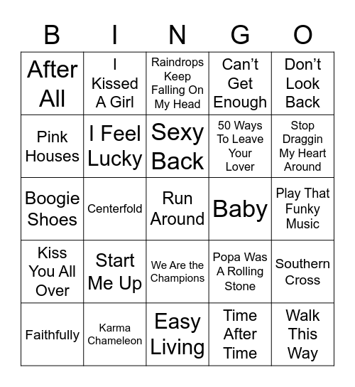 Music Bingo 3 Bingo Card