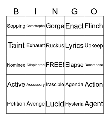 Lesson 3 Bingo Card