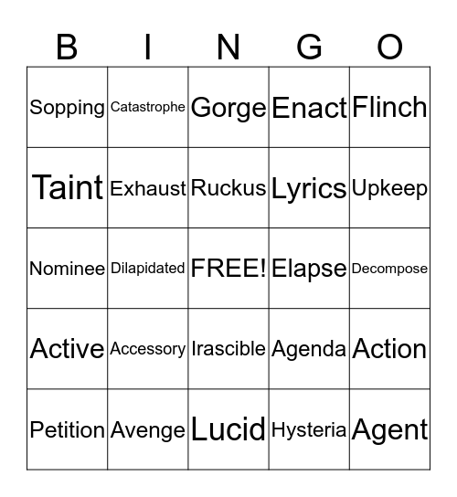 Lesson 3 Bingo Card