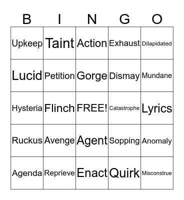 Lesson 3 Bingo Card