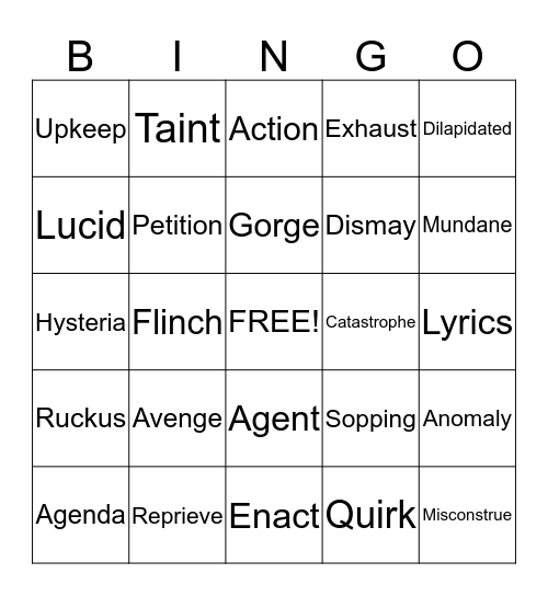Lesson 3 Bingo Card