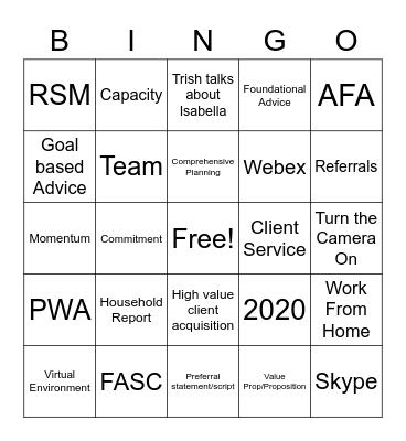 PFS PWA CAC Bingo! Bingo Card