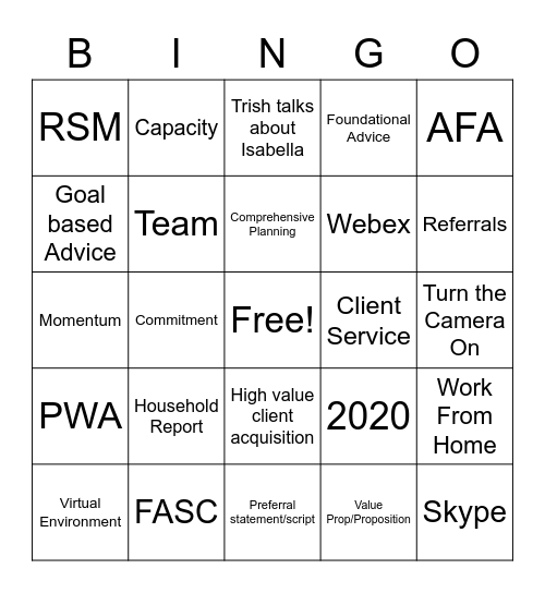 PFS PWA CAC Bingo! Bingo Card