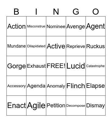 Lesson 3 Bingo Card