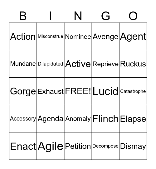 Lesson 3 Bingo Card