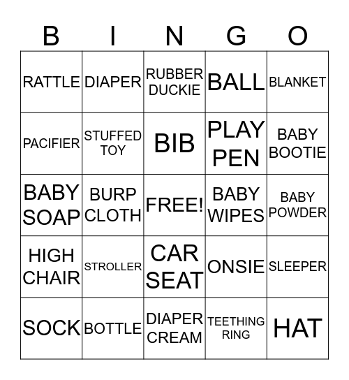 BABY BINGO Card