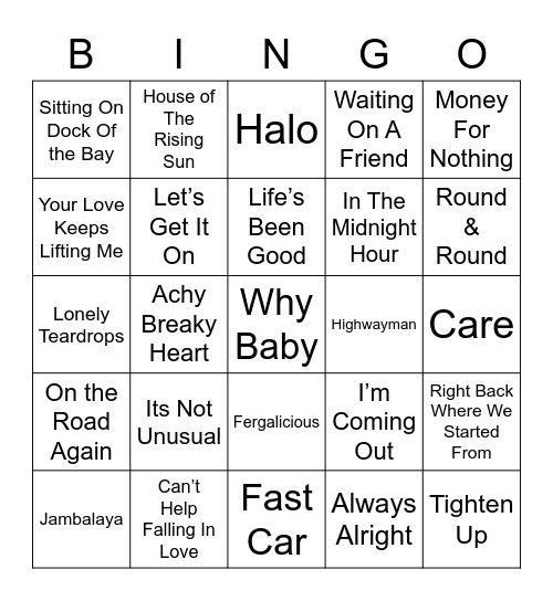 Music Bingo 11 Bingo Card