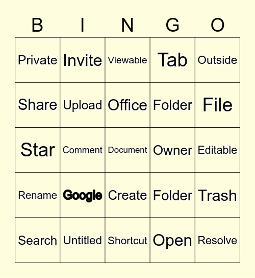 Google Docs Bingo Card