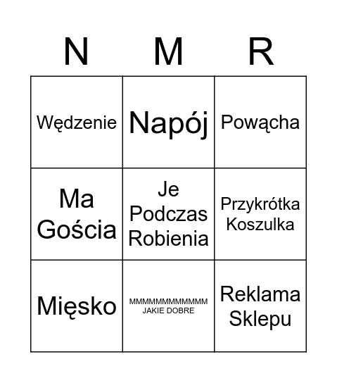 Nomart Bingo Card