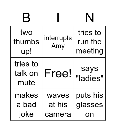 THAD BINGO Card