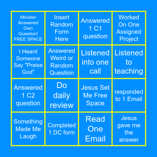 85er BINGO Card