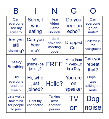 Telecommuting Bingo Card