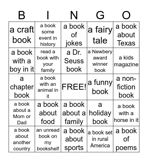 Indigo Ranch Litttle Free Library Bingo Card