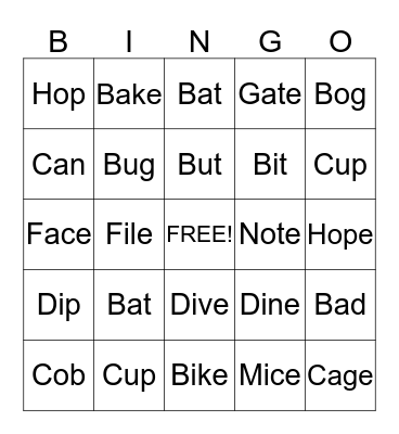 Bingo! Bingo Card