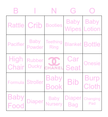 Jessica's Baby Shower Bingo Card