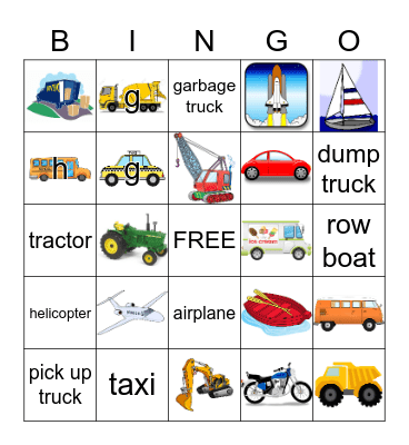 THINGS THAT GO BINGO Card