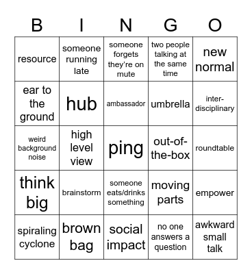 umbrella Bingo Card