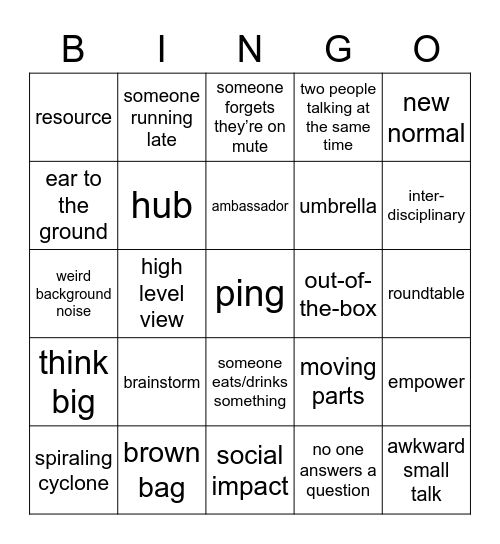 umbrella Bingo Card