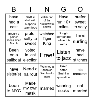 Team Bingo Card