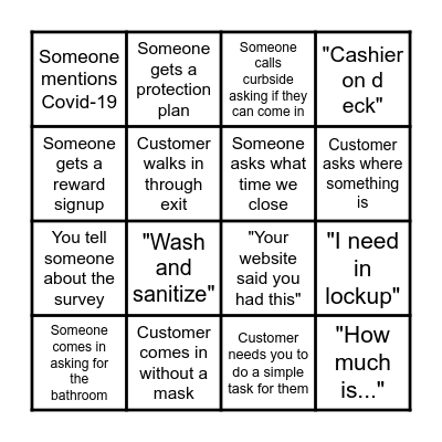 Staples Bingo Card
