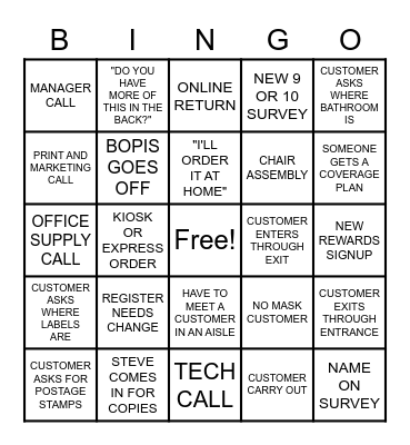 STAPLES BINGO Card