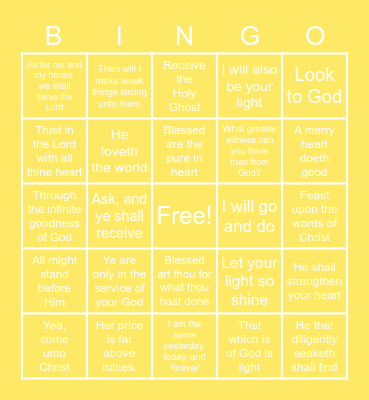Scripture Bingo Card