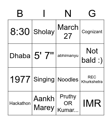 Birthday BINGO Card