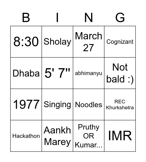 Birthday BINGO Card