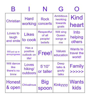 Are you Ava’s type? Bingo Card