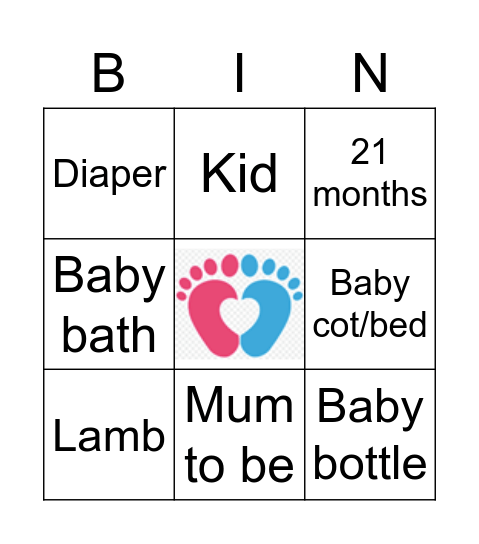 Pictionary Baby Bingo Card
