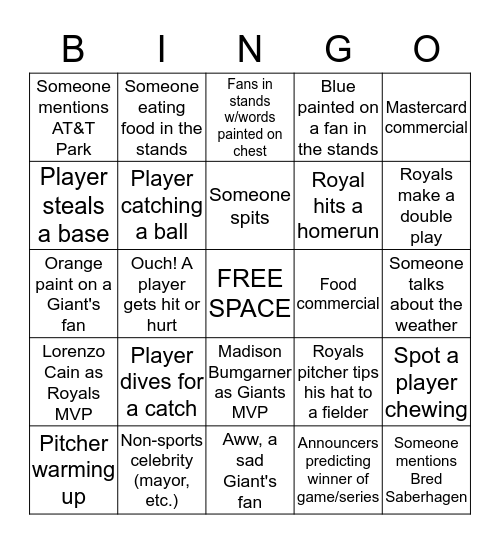 WORLD SERIES BINGO Card