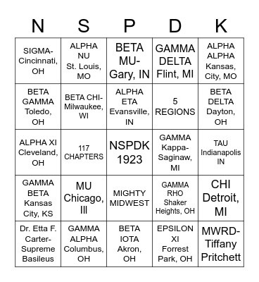 MIDWEST REGIONAL CONFERENCE Bingo Card