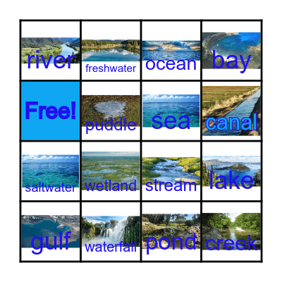 Bodies of Water BINGO! Bingo Card