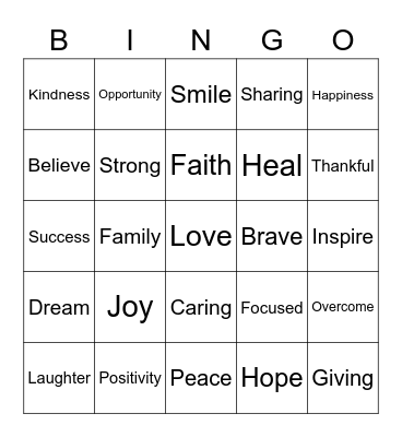 INSPIRATION Bingo Card