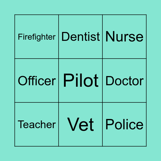 Professions Bingo Card